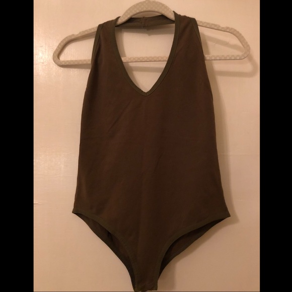 Shinestar Tops - Army Green Halter Onesie 💚